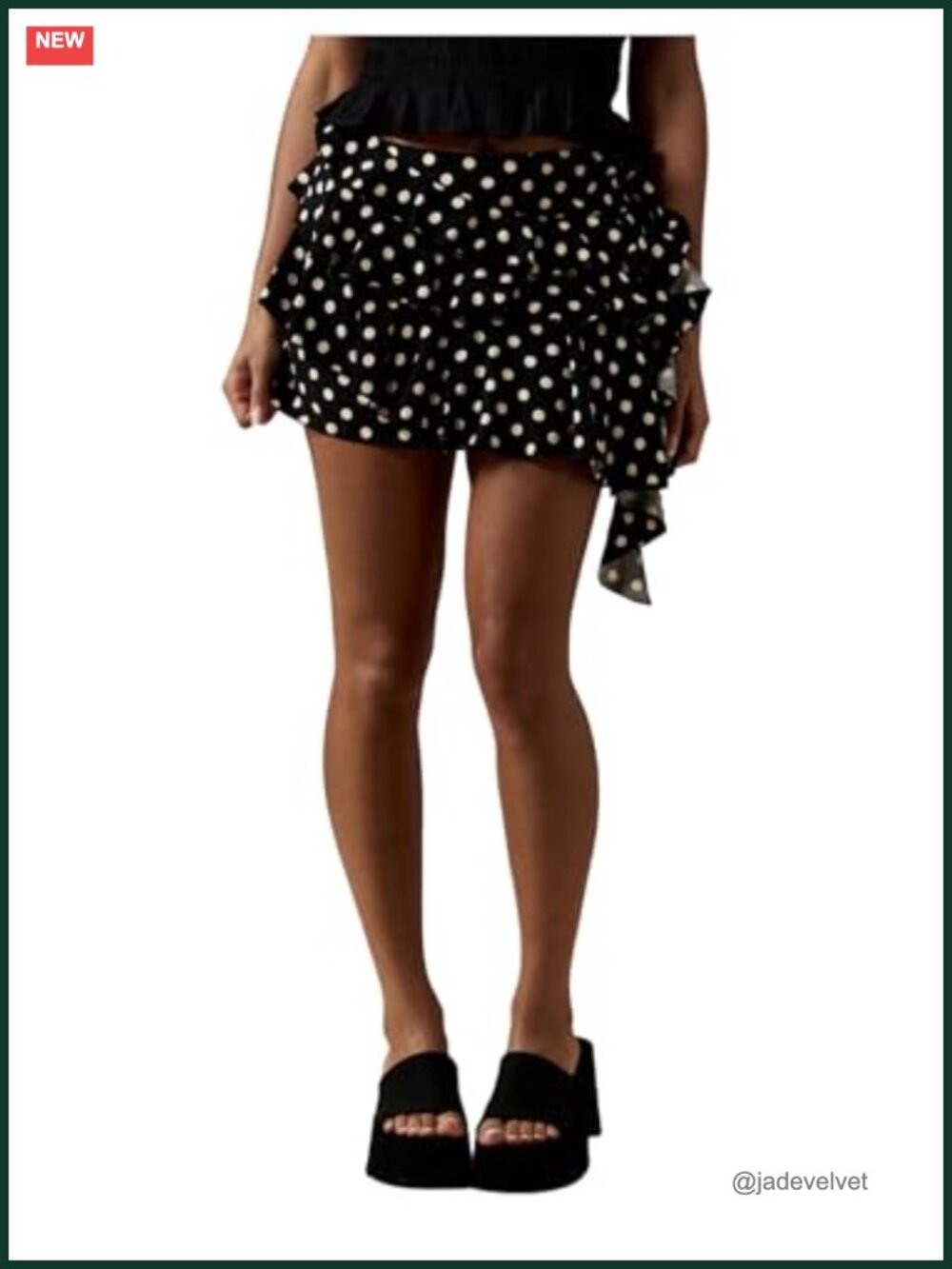 Polka Dots Ruffle Mini Skirt Low Rise Layered Cake Skirt